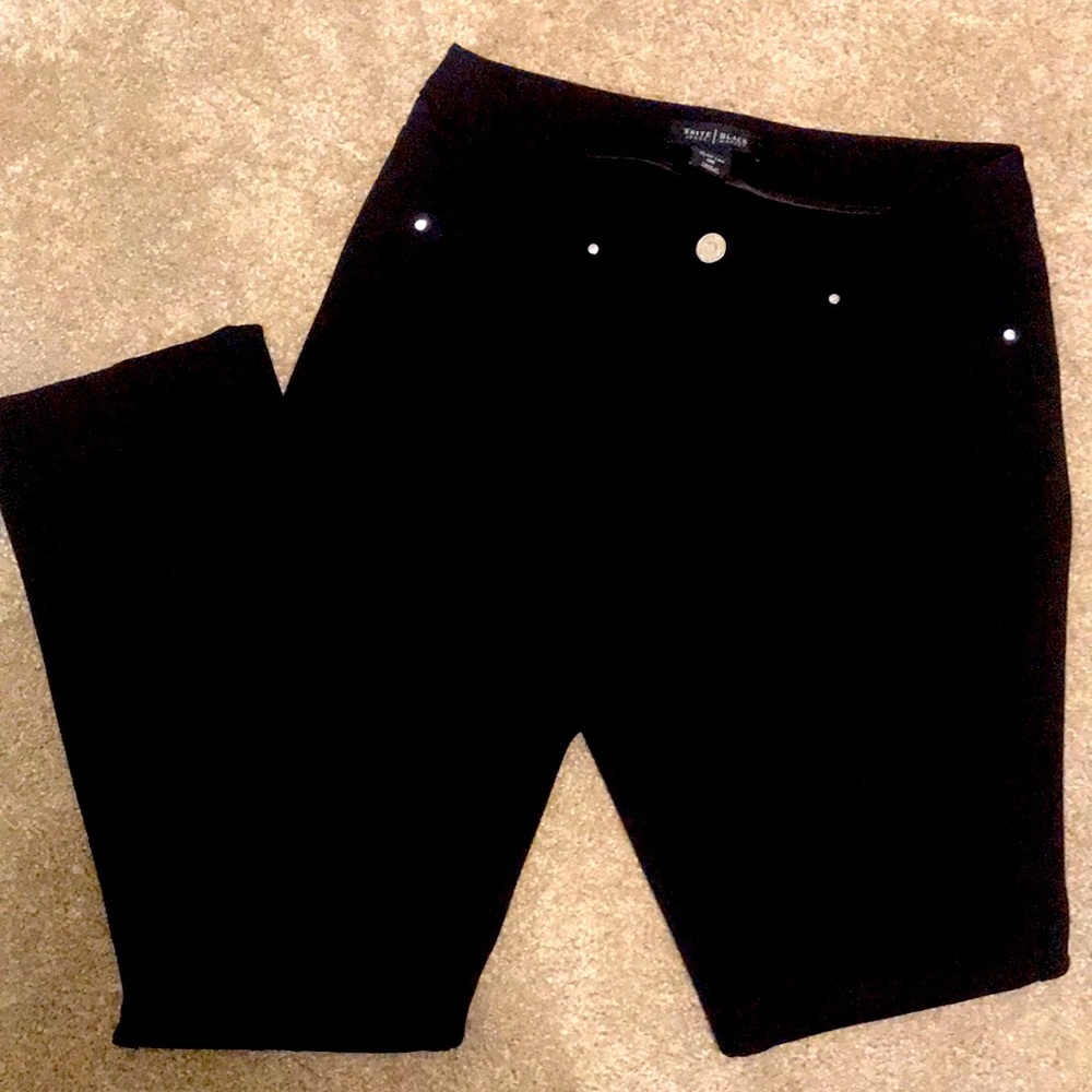 White House Black Market Slim Leg Black Stretch Trousers